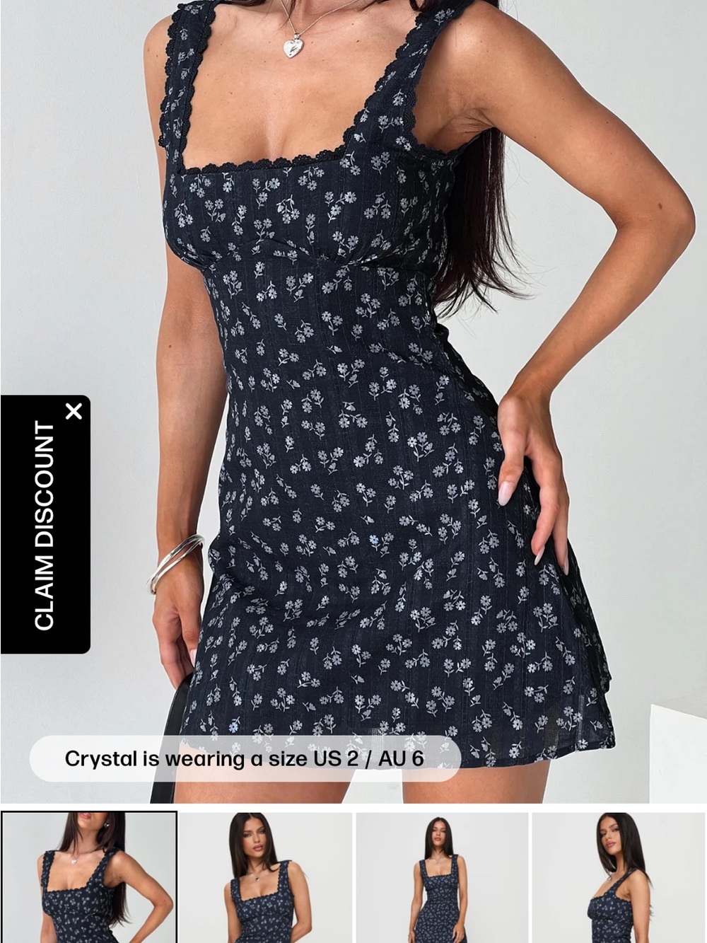 Princess Polly Dasha Mini Dress Navy Floral